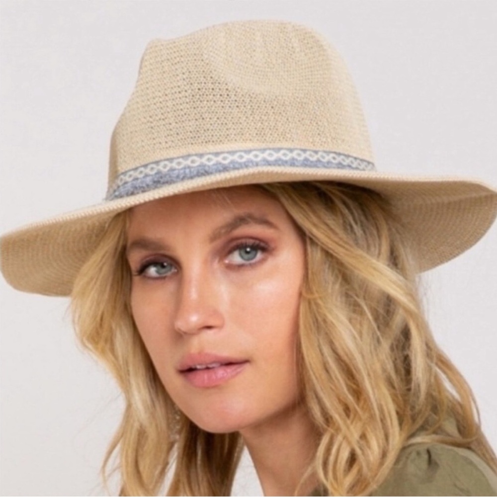 🥳HP🥳 POL Stylish Beige Panama Hat with Gray Band